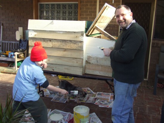Nothing wrong with asking for help.  Painting the first chook house circa June 2008