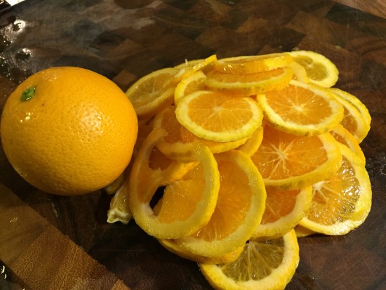 Sliced oranges for 2 fruit marmalade