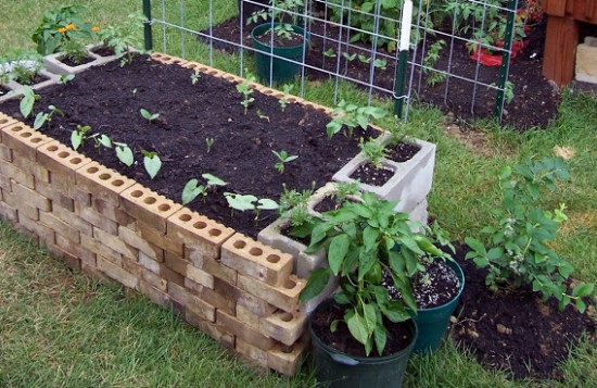 Brick raised garden bed